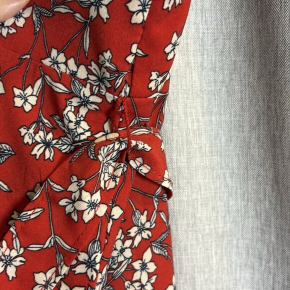 Banana Republic Red Floral Print Strappy Flounce Belted Midi Sundress SZ‎ 10-12 - Picture 8 of 14